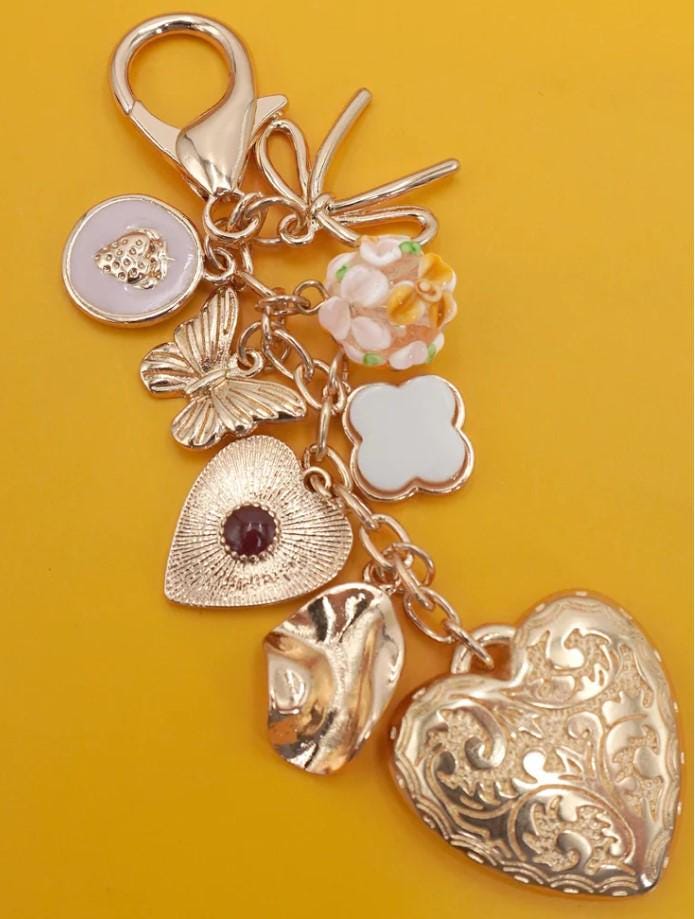 Bag Charm Heart Butterfly Clover