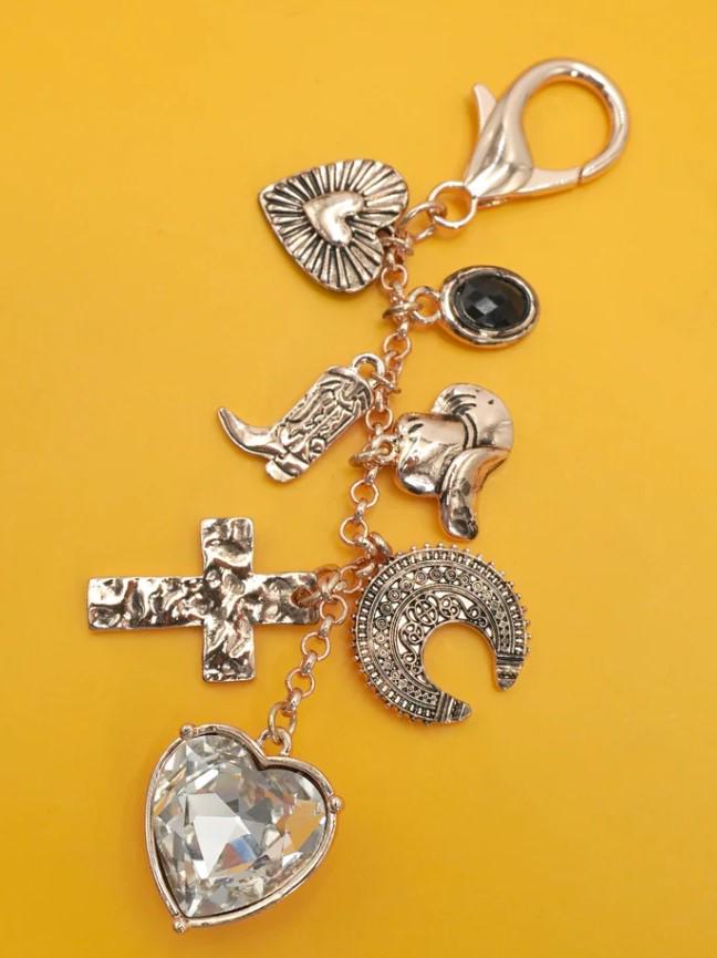 Bag Key Charm-heart Cross Western Boot