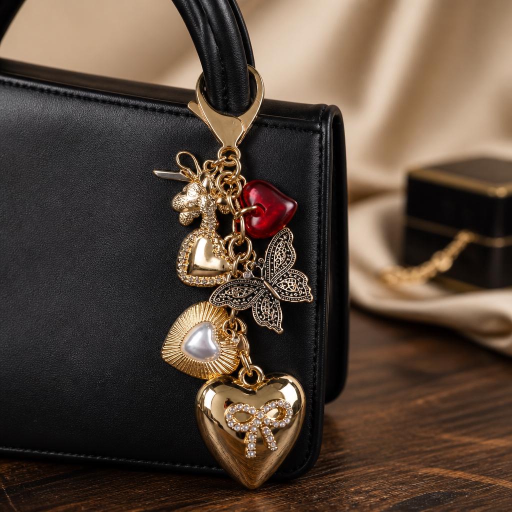 Heart Bow Butterfly Bag Charm