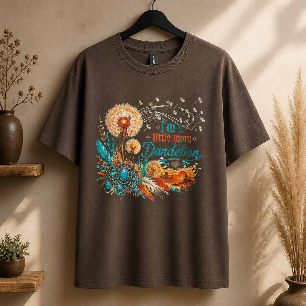 Western Country  Dandelion T-Shirt  (color: Dark Chocolate)