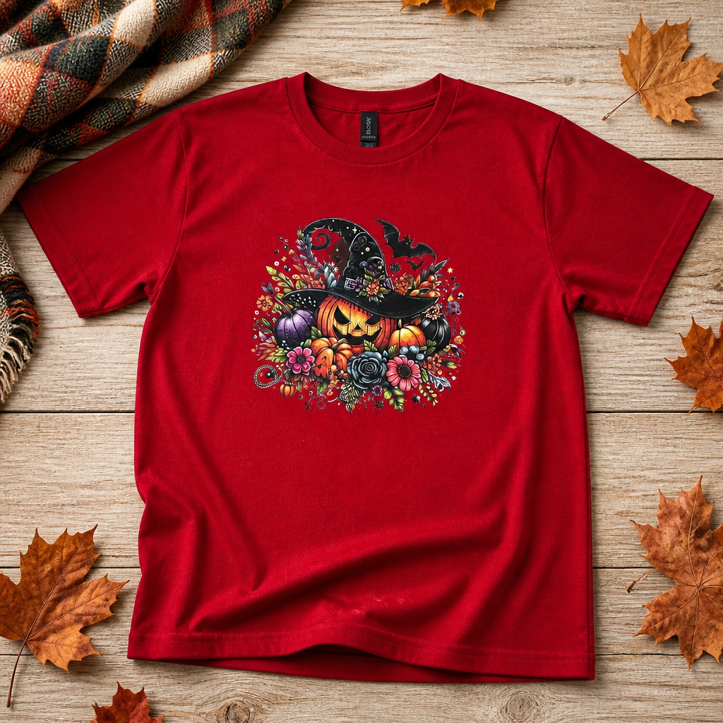 Halloween Spooky Pumpkin Floral T-Shirt