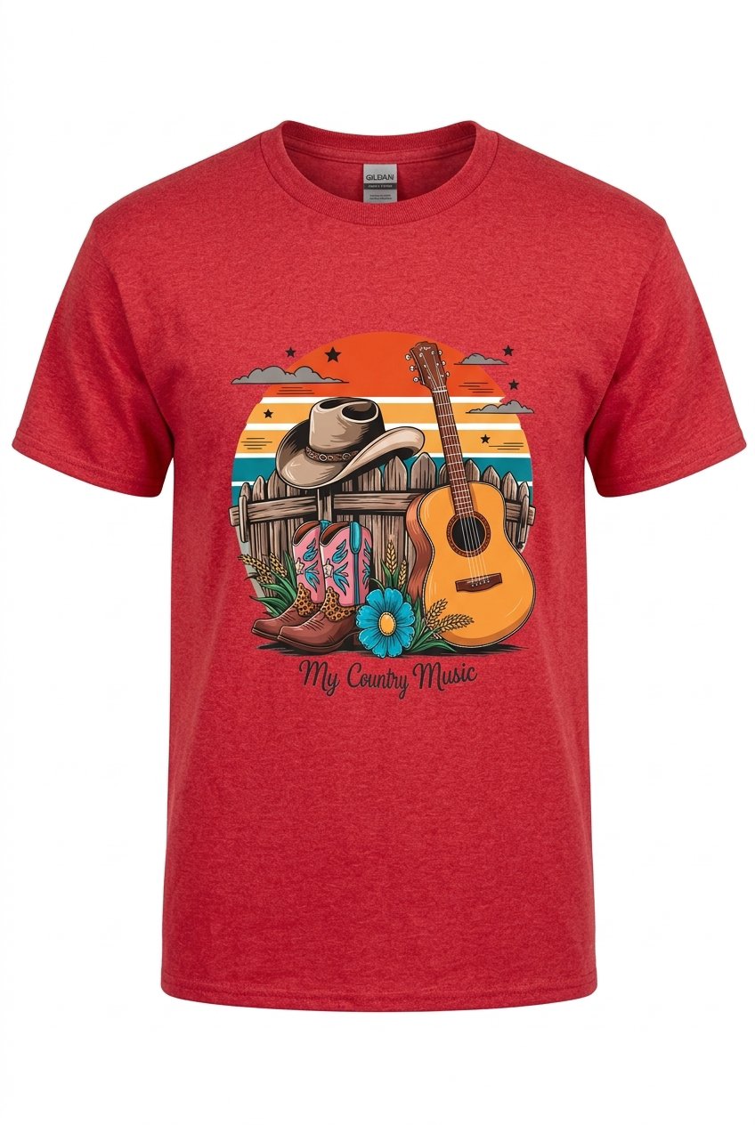 Unisex Red Country Music T-Shirt