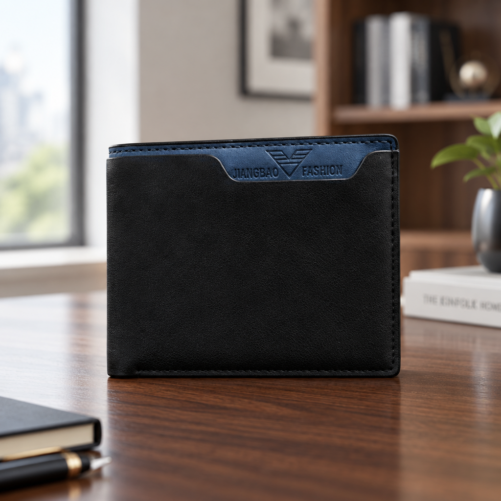 Men Bifold Wallet Matte PU Leather
