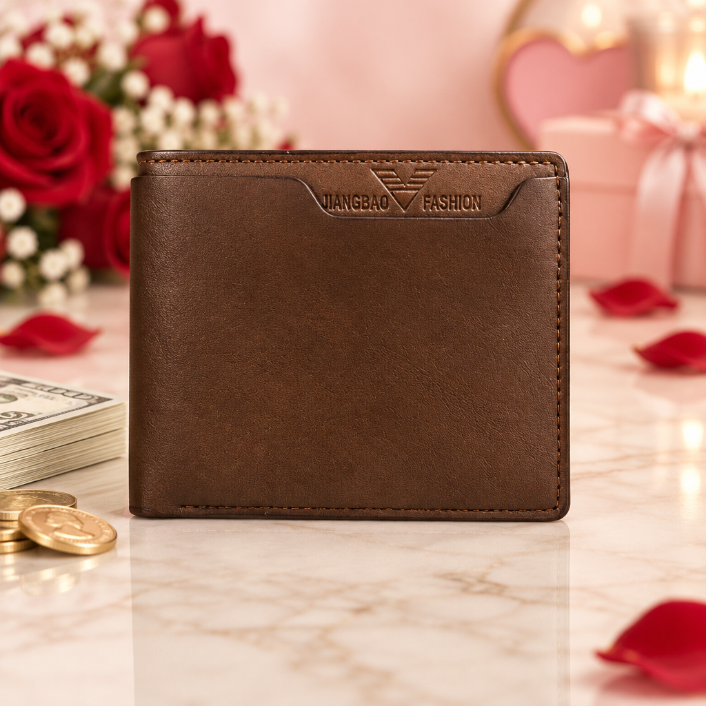 Men Bifold Wallet Matte PU Leather