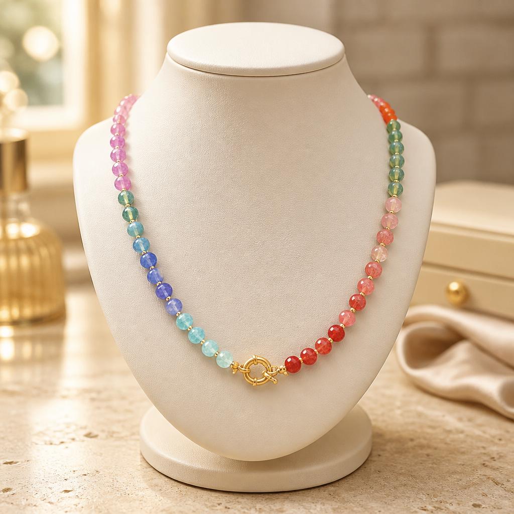 Glass Mixed Necklace Natural Stone Semi-Precious