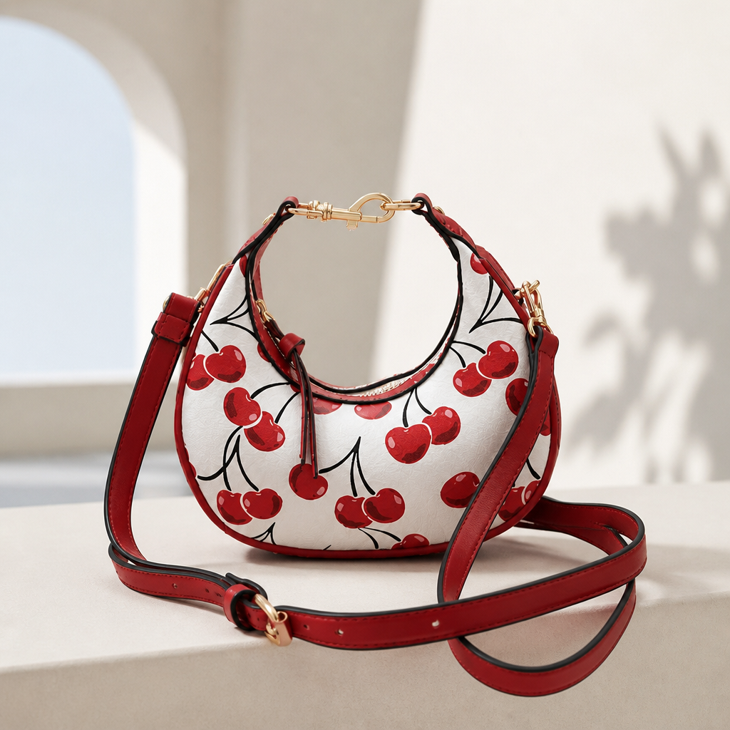 Cute Cherry Print Crossbody Bag for Women & Girls