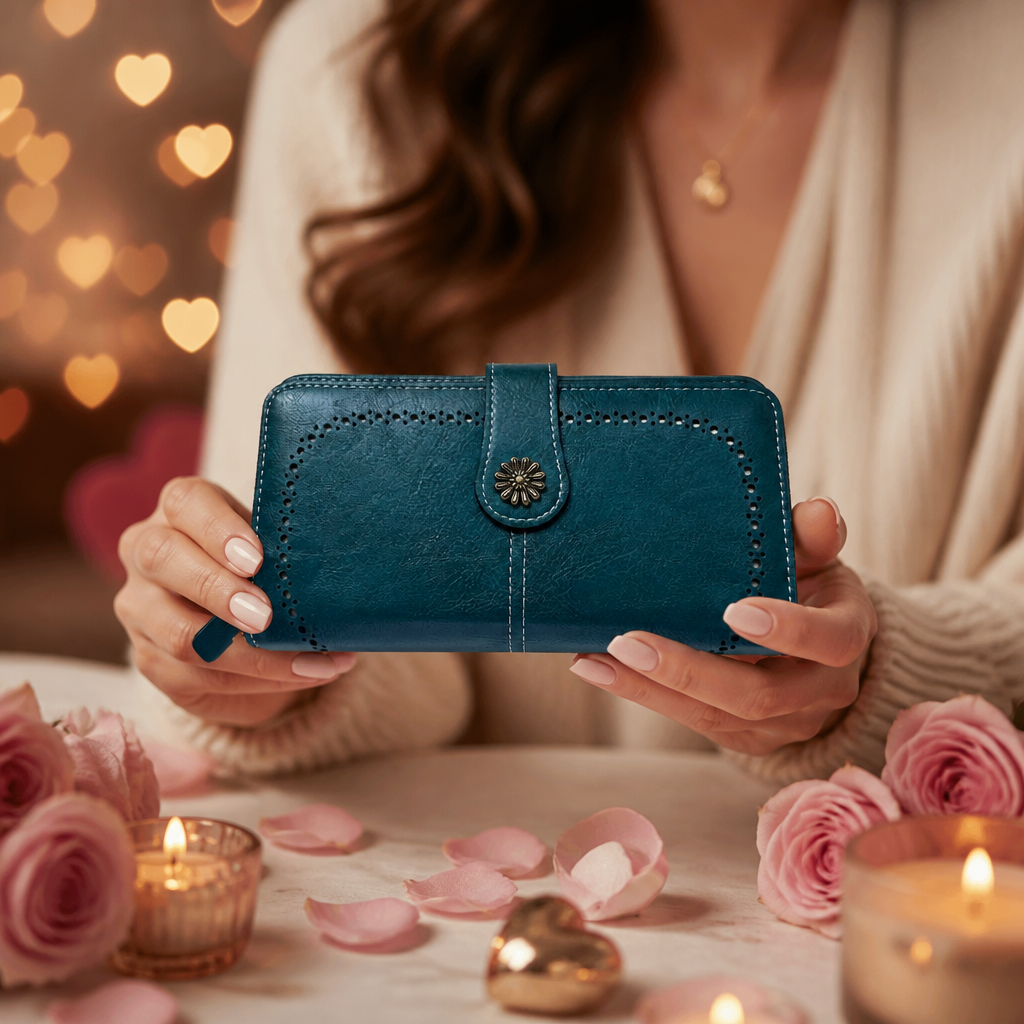Slim Vegan Leather Zipper Clutch Wallet