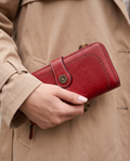 Slim Vegan Leather Zipper Clutch Wallet